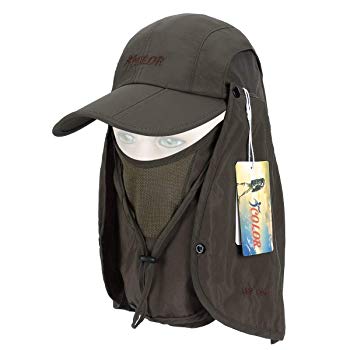 ICOLOR Folding Sun Cap,360° Protection Flap Hats